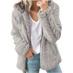 Veste polaire femme � capuche zipp� � manche hiver chaud - gris - grande taille