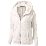 Veste polaire femme - grande taille - zippée - capuche doublée - coton doux - hiver chaud blanc Veste polaire femme - grande taille - zippée - capuche doublée - coton doux - hiver chaud blanc