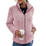 Veste polaire femme - outwear - col montant - manches longues - rose