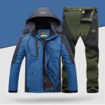 Veste softshell homme impermable de marque ensemble 2 pices sports dhiver randonne - bleu bleu#xxl ...