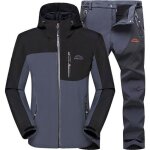 Veste softshell homme impermableensemble 2 pices doubl polaire hiver chaude - gris gris#xxl