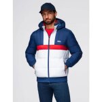 Veste sportive matelass�e style r�tro � col montant - ombre - pour homme - bleu - blanc