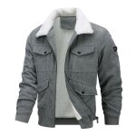 Veste en velours ctel homme automne chaude grande taille couleur unie - gris