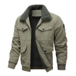 Veste en velours c�tel� homme automne chaude grande taille couleur unie - vert