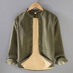 Veste en velours côtelé homme retro double polaire col montant - vert Veste en velours côtelé homme retro double polaire col montant - vert