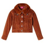 Veste en velours - vidaxl - enfant - cognac - 15  10 ans - manches longues