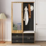 Vestiaire dentre 100x38x108. 1cm - avec miroir - avec meuble  chaussures - avec crochets et cintres ...