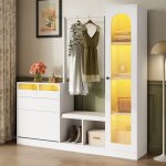 Vestiaire dentrée 6 en 1 avec led et armoire meuble porte - manteau et chaussures meuble entree porte ... Vestiaire dentrée 6 en 1 avec led et armoire meuble porte - manteau et chaussures meuble entree porte ...