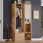 Vestiaire dentre 6 en 1 avec miroir et rangements meuble porte - manteau et chaussures avec penderie ...