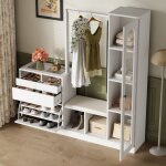 Vestiaire dentr�e avec banc � chaussures et �clairage led meuble a chaussures avec penderie meuble entree ...