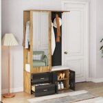 Vestiaire dentre avec banc  chaussures et miroir meuble a chaussures avec penderie meuble entree en ...