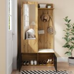 Vestiaire dentre avec banc  chaussures et patres meuble entree avec miroir et tagre 100x38x191 cm ...