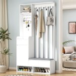 Vestiaire dentrée avec banc rembourré meuble entree porte manteau moderne avec chaussures 4 crochets ... Vestiaire dentrée avec banc rembourré meuble entree porte manteau moderne avec chaussures 4 crochets ...