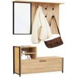 Vestiaire dentre avec miroir et range - chaussures design industriel bois et noir