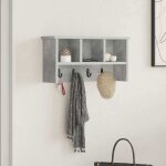 Vestiaire - meuble d entree vidaxl porte - manteau mural avec �tag�re gris b�ton 50 x 16 x 26 cm