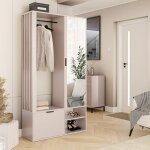 Vestiaire avec miroir milo - porte - manteau avec meuble à chaussures et Étagères - cachemire - 100 x ... Vestiaire avec miroir milo - porte - manteau avec meuble à chaussures et Étagères - cachemire - 100 x ...