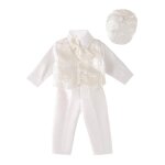 V�tement de bapt�me - lito angels - costume blanc / ivoire - 5 pi�ces - taille 6 � 18 mois - manche longue ...