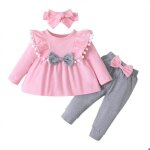 Vtement bb fille 3 - 18 mois habits ensemble bebe fille naissance haut fille manche longue uni avec ...