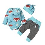 Vtements bb garon ensemble 2pcs barboteuse haut manches longues imprim animal + pantalon ensemble ...