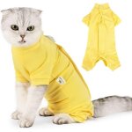 Vtements pour chat en convalescence aprs strilisation. m jaune