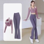 V�tement de sport femme 2 pi�ces ensemble de yoga t - shirt halter et legging tenue de sport pour gym ...