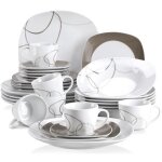 Veweet nikita 30pcs service de table porcelaine 6pcs pour assiette plate assiette  dessert assiette ...