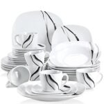 Veweet teresa 30pcs service de table porcelaine 6pcs pour assiette plate assiette  dessert assiette ...