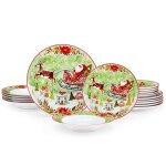 Veweet vaisselle 18 pices traneau  cerfs de nol en porcelaine avec assiette  dner  dessert  soupe ...