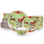 Veweet vaisselle 24 pices traneau  cerfs de nol en porcelaine avec assiette  dner  dessert et ...