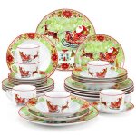 Veweet vaisselle 30 pcs traneau  cerfs de nol en porcelaine avec ensemble assiette tasse  caf et ...
