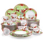 Veweet vaisselle 60 pcs traneau  cerfs de nol en porcelaine avec ensemble assiette tasse  caf et ...