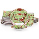 Veweet vaisselle de nol 32 pices traneau  cerfs de nol en porcelaine avec assiette et bol ? pour ...