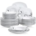 Veweet zoey 36pcs assiettes service de table pocelaine assiettes plates / creuse /  dessert vaisselles ...