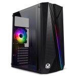 Vibox vtx - 1 bo�tier de jeu pc atx panneau lat�ral en verre tremp� ventilateur rvb de 120 mm noir