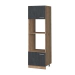 Armoire micro - ondes r - line 60cm b�ton noir ch�ne de force dor� vicco
