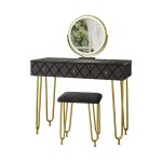 Vicco coiffeuse mirabell marbre 100 cm avec miroir led et tabouret
