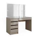 Vicco coiffeuse sherry, grge, 120 cm avec clairage led