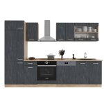 Vicco cuisine r - line bton noir / chne dor 300 cm sans plan de travail