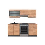 Cuisine r - line 200cm pt ch�ne ch�ne de force dor� / anthracite vicco