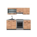 Cuisine r - line 200cm pt marbre ch�ne de force dor� / anthracite vicco