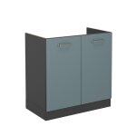 Meuble bas sous - �vier r - line 80cm sans pt bleu - gris / anthracite vicco
