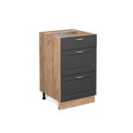 Meuble cuisine fame - line 50cm sans pt anthracite - or chne de force dor vicco