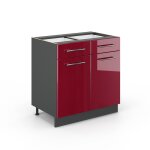 Meuble cuisine fame - line 80cm pt anthracite rouge bordeaux haute brillance anthracite vicco