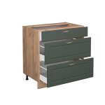 Meuble cuisine fame - line, 80cm avec 3 tiroirs, sans pt, vert or campagne, chne de force dor, vicco ...