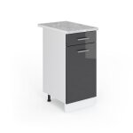 Meuble cuisine r - line 40cm pt marbre anthracite haute brillance blanc vicco