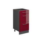 Meuble cuisine r - line 40cm avec tiroirs pt anthracite rouge bordeaux haute brillance anthracite vicco ...