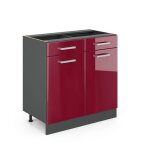 Meuble cuisine r - line 80cm pt anthracite rouge bordeaux haute brillance anthracite vicco