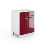 Meuble salle de bain fame - line 60x82cm avec tiroir sans pt rouge bordeaux haute brillance blanc vicco ...