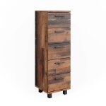 Meuble de rangement de salle de bain ilias, 30x95cm avec 5 tiroirs, chêne rustique, vicco Meuble de rangement de salle de bain ilias, 30x95cm avec 5 tiroirs, chêne rustique, vicco