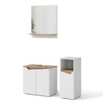 Meubles bain marelle 3 pi�ces avec armoire centrale blanc vicco 40849